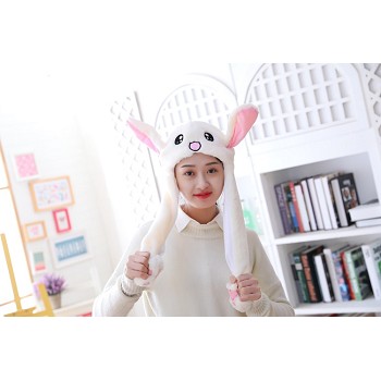 Cute Rabbit Plush Hat Ear Shape Can Move Cap Plush Gift Dance Toy Velvet