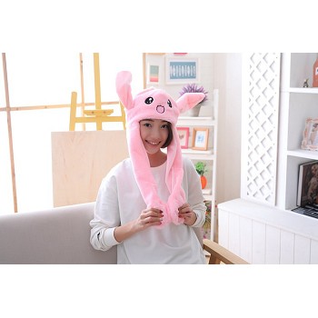 Cute Rabbit Plush Hat Ear Shape Can Move Cap Plush Gift Dance Toy Velvet