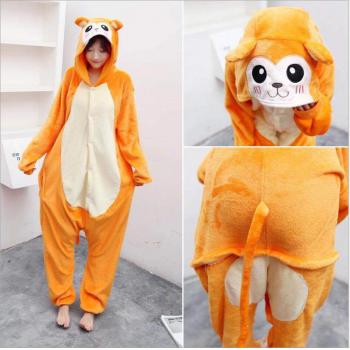 Cartoon animal Monkey flano pajamas dress hoodie