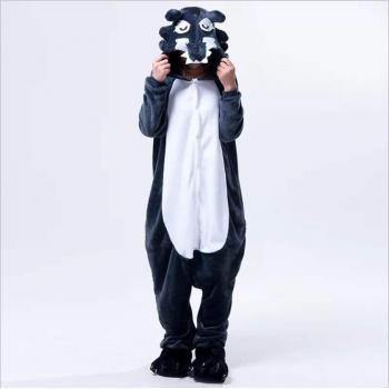 Cartoon animal Wolf flano pajamas dress hoodie