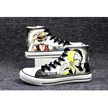 One Piece Luffy+Sanji anime canvas shoes student plimsolls a pair