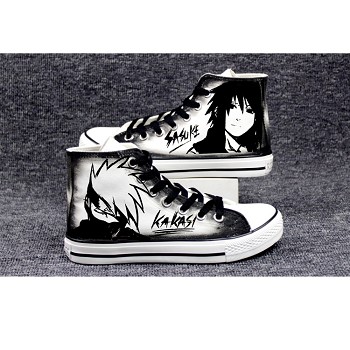 Naruto Kakashi+Sasuke anime canvas shoes student plimsolls a pair