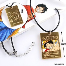 One Piece Luffy wanted anime necklace