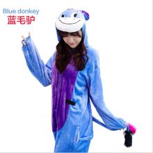 Cartoon animal Blue Donkey flano pajamas dress hoodie