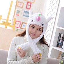 Cute Unicorn Plush Hat Ear Shape Can Move Cap Plus...