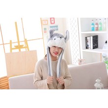 Cute Husky Plush Hat Ear Shape Can Move Cap Plush Gift Dance Toy Velvet