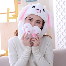 Cute Rabbit Plush Hat Ear Shape Can Move Cap Plush Gift Dance Toy Velvet