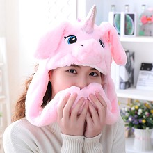 Cute Unicorn Plush Hat Ear Shape Can Move Cap Plush Gift Dance Toy Velvet