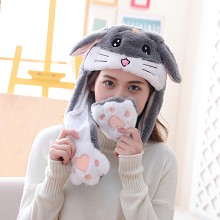 Cute Hamster Plush Hat Ear Shape Can Move Cap Plus...