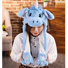 Cute Unicorn Plush Hat Ear Shape Can Move Cap Plus...