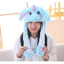 Cute Unicorn Plush Hat Ear Shape Can Move Cap Plush Gift Dance Toy Velvet