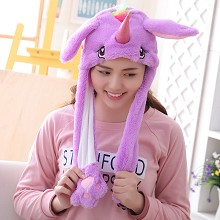 Cute Unicorn Plush Hat Ear Shape Can Move Cap Plus...