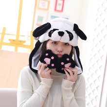 Cute Panda Plush Hat Ear Shape Can Move Cap Plush Gift Dance Toy Velvet