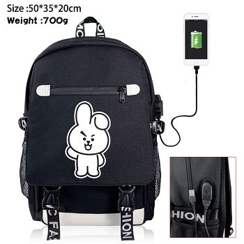 BTS star USB charging laptop backpack school bag