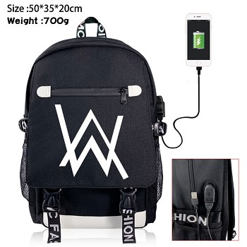 Alan-Olav-Walker USB charging laptop backpack school bag