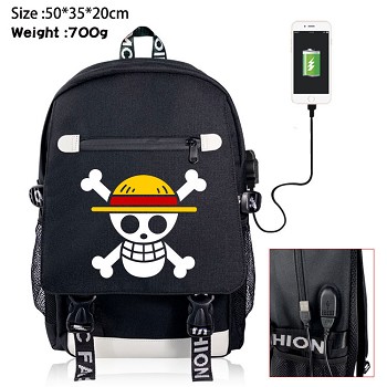 One Piece anime USB charging laptop backpack school bag