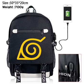 Naruto anime USB charging laptop backpack school bag