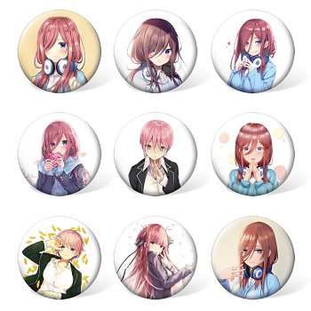 Gotoubun no hanayome anime brooches pins set(9pcs a set)