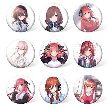 Gotoubun no hanayome anime brooches pins set(9pcs a set)