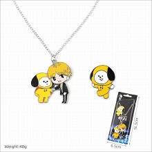 BTS star necklace+pin a set