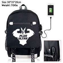 My Hero Academia anime USB charging laptop backpack school bag