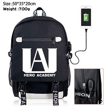 My Hero Academia anime USB charging laptop backpack school bag