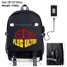 My Hero Academia anime USB charging laptop backpack school bag