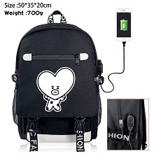 BTS star USB charging laptop backpack school bag