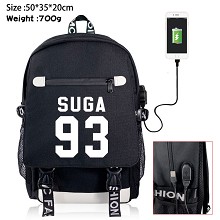 BTS star USB charging laptop backpack school bag