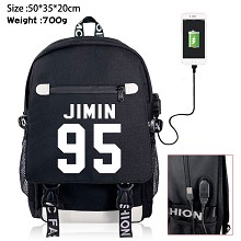 BTS star USB charging laptop backpack school bag