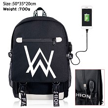 Alan-Olav-Walker USB charging laptop backpack scho...