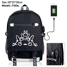 Totoro anime USB charging laptop backpack school b...