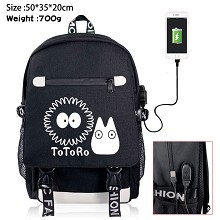 Totoro anime USB charging laptop backpack school b...