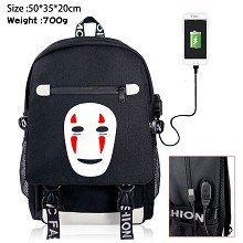 Totoro anime USB charging laptop backpack school bag