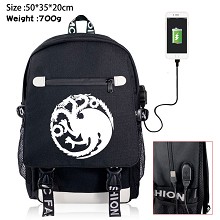 Game of Thrones USB charging laptop backpack schoo...