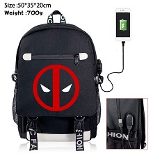Deadpool USB charging laptop backpack school bag