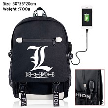Death Note anime USB charging laptop backpack scho...