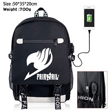 Fairy Tail anime USB charging laptop backpack school bag