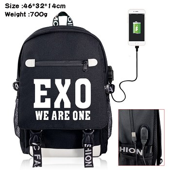 EXO star USB charging laptop backpack school bag