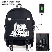 BTS star USB charging laptop backpack school bag