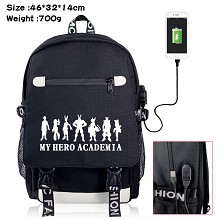 My Hero Academia anime USB charging laptop backpac...