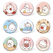 Molang anime brooches pins set(9pcs a set)