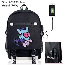 BTS star USB charging laptop backpack school bag