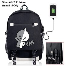 BTS star USB charging laptop backpack school bag