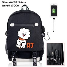 BTS star USB charging laptop backpack school bag