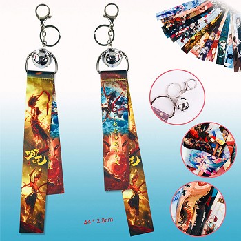 Nezha anime lanyard strap bells keyrings key chains
