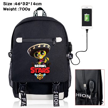 Brawl Stars game USB charging laptop backpack school bag