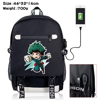 My Hero Academia anime USB charging laptop backpack school bag