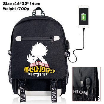 My Hero Academia anime USB charging laptop backpack school bag