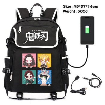 Demon Slayer anime USB charging laptop backpack school bag